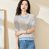 剩S/M/L/XL 米思阳2026春季新款简约淡雅色短袖上衣休闲宽松透视针织衫女0616 商品缩略图2