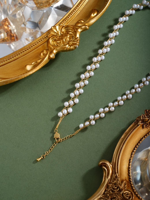 子佩集【流金纪年】珍珠惜王妃项链【XXXL017】法式编织镀金2602 商品图5