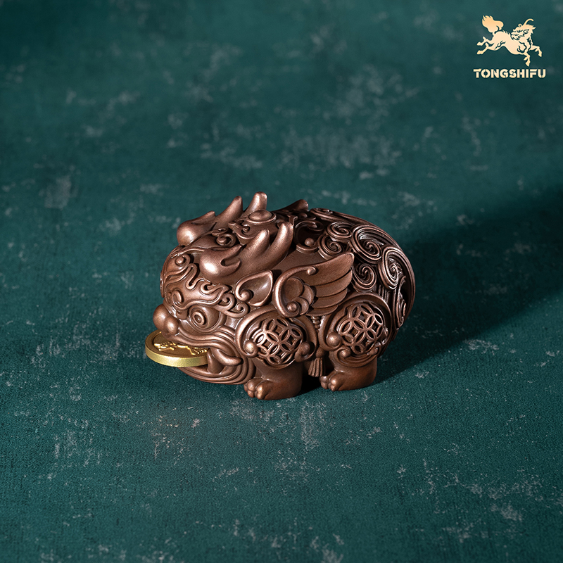 铜师傅《吉祥貔貅》玄关桌面紫铜貔貅摆件 家居装饰工艺品