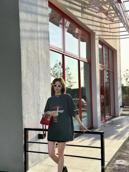 F031007字母刺绣前后左右LOGO手工磨烂面料超重工艺短袖T恤 商品图9