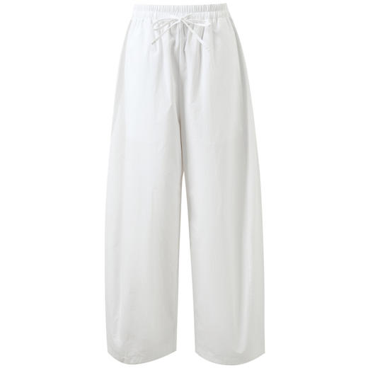 【匹马棉】三彩2026夏季新款休闲裤高腰宽松白色气球裤长裤M 商品图4