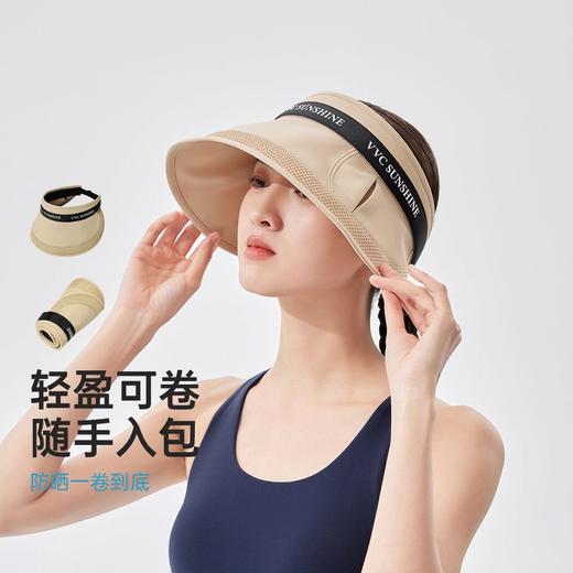 【全脸防晒❗透气不闷热】夏季insVVC遮阳黑胶帽韩版空顶防晒帽网红大檐女草帽时尚发箍太阳帽。xa 商品图1