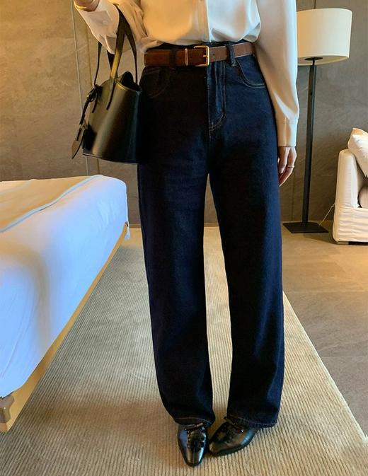 二店y 【68211】 三种裤长 早春款 高腰显瘦窄版直筒阔腿牛仔裤 商品图9