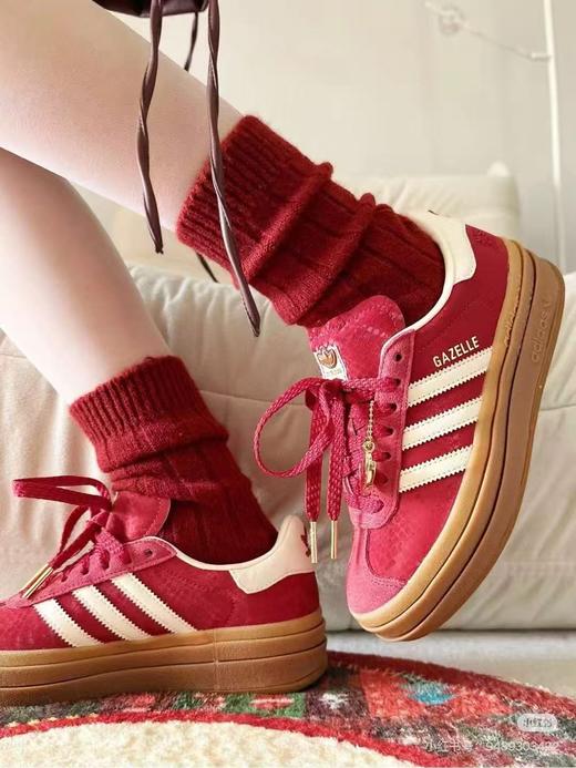 直发 限定款AD蛇年  宋雨琦同款厚底gazelle 红色德训鞋 商品图6
