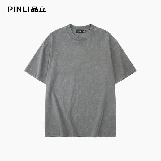 PINLI品立2026夏季男装新款圆领水洗炒雪花重磅纯棉短袖t恤男潮牌GD262111022 商品图3