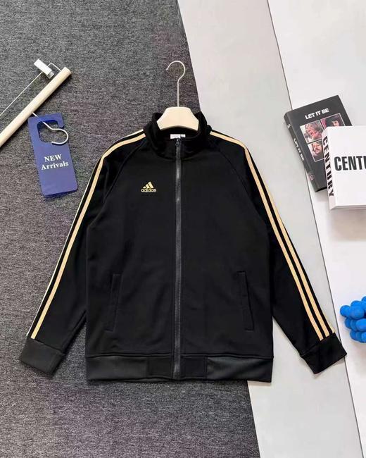 F031054运动生活休闲立领条纹Logo黑底金条纹夹克外套 商品图12