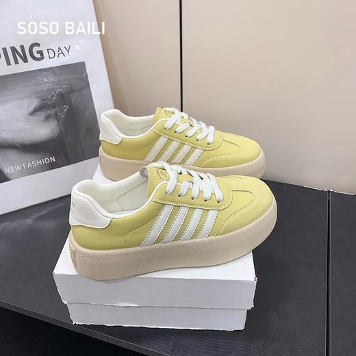 SOSO BAILI德训厚底休闲板鞋 显高显瘦百搭小白鞋 商品图6