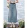 鹿向南「兰玲花语」复古牛仔蓝A字半身裙女夏宽松遮肉显瘦中长裙 商品缩略图3