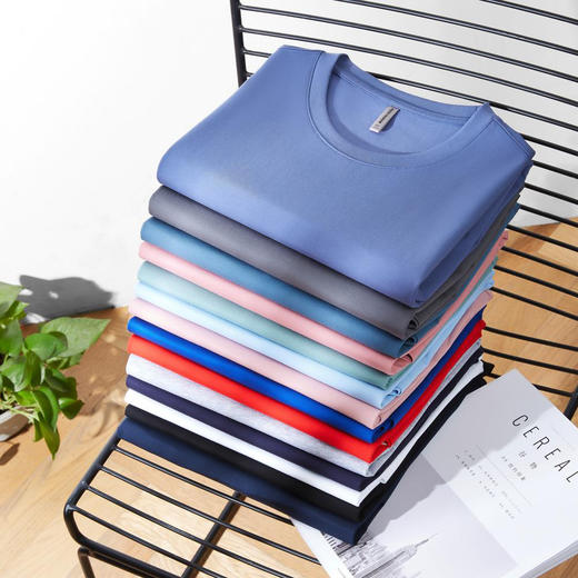 190g男女同款柔软舒适耐磨纯色圆领短袖上衣   XYD-9101 商品图1