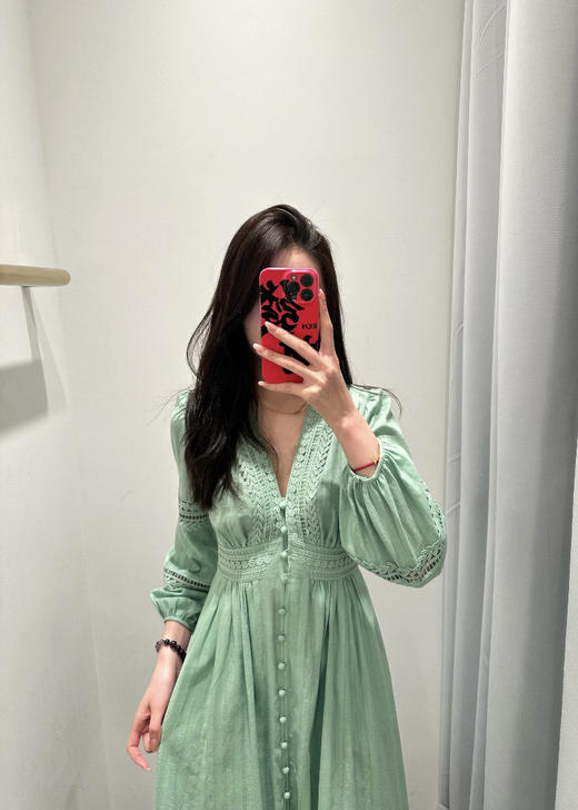 310-12 活色生香 渠道货 D*F 26新色茶歇裙 重工法式 前襟纽扣 对比棉连衣裙 藏肉显瘦 商品图8