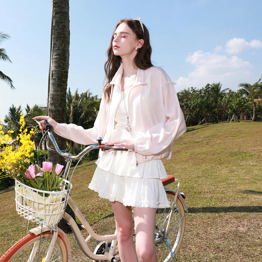 【醋酸】三彩2026夏季新款拉链立领短外套松弛开衫宽松休闲上衣M 商品图1