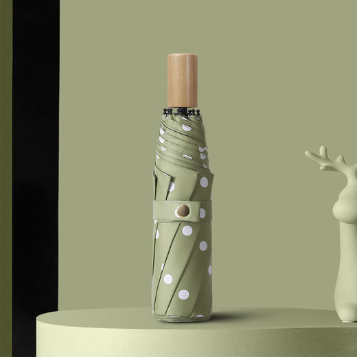 【原木手柄❗高密度防泼伞布】小清新黑胶木柄三折伞男女商务雨伞简约晴雨伞遮阳伞。rh 商品图2