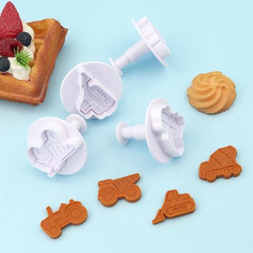 建筑车饼干模4件套 饼干翻糖模具 按压弹簧模 工程车饼干模 商品图0