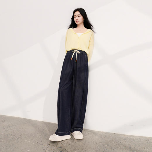 三彩2026夏季新款美式复古休闲裤牛仔裤高腰宽松气球裤九分裤M 商品图2