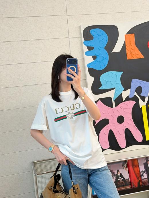 古驰26春夏新款复古回归 复刻经典织带印花短袖（三色可选） 商品图1