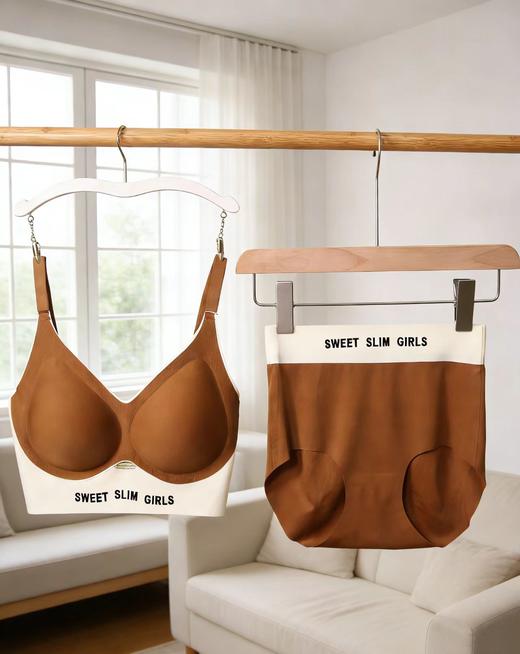 7A级抑菌舒适+塑形芬腾女士无痕撞色运动风内衣套装 商品图13