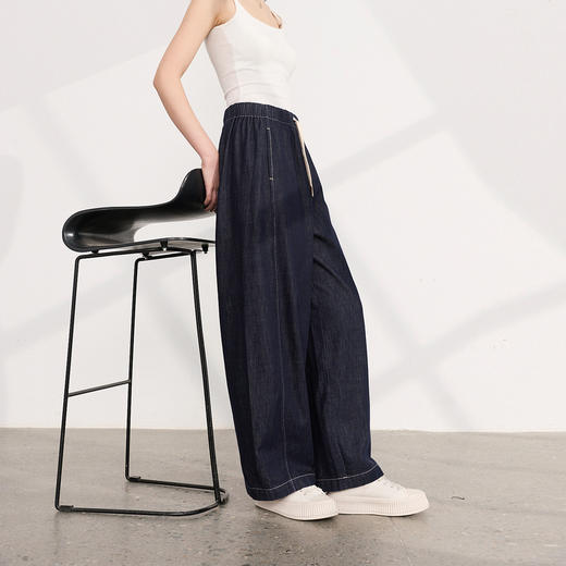 三彩2026夏季新款美式复古休闲裤牛仔裤高腰宽松气球裤九分裤M 商品图1