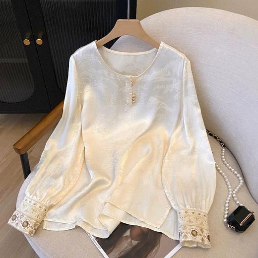 国风打底衫内搭衬衫 长袖刺绣衬衣 春夏设计感新中式上衣 商品图0