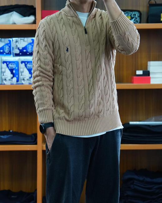 【秒杀价已调 直接拍】原单 Polo Ralph Lauren 男士半拉链绞花针织毛衣 美式复古的温暖质感 商品图4