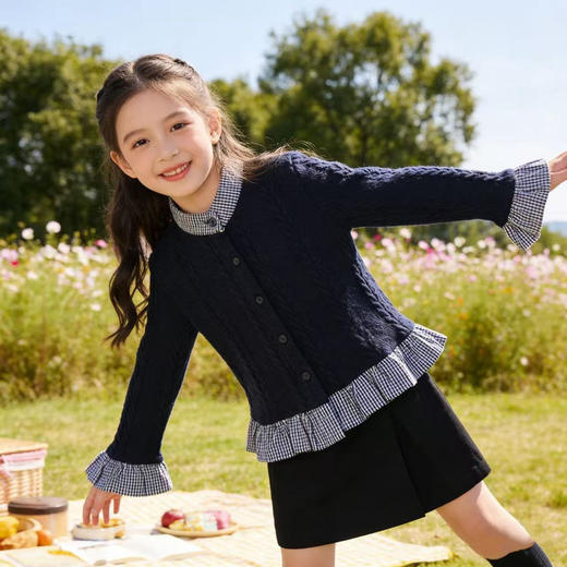 西蒙日记洋气时髦女童针织开衫 100-170码 商品图3