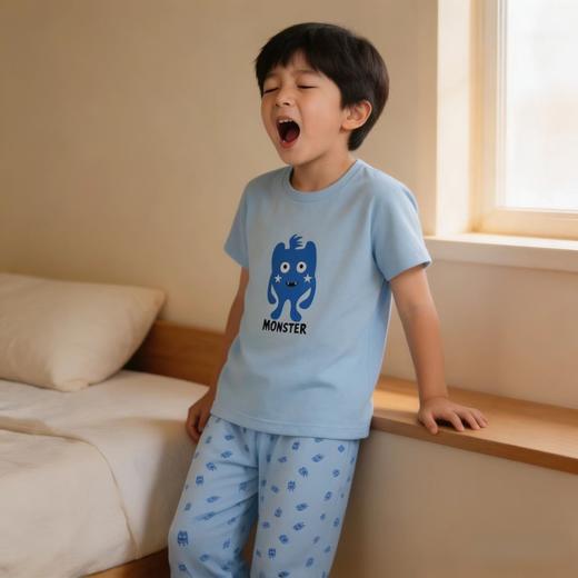 【奇趣怪兽莫代尔】舒雅童装男童短袖七分裤家居套装 95%莫代尔5%氨纶 3B/26377H 商品图2