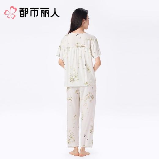 都市丽人睡衣女士睡衣薄家居服绵绸睡衣女士梭织棉短袖套装短袖七分裤LHC2D2 商品图2