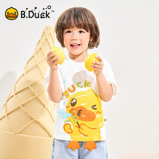 [驱蚊抗菌]小黄鸭童装男童短袖T恤宝宝夏装纯棉上衣儿童半袖衣服90-140 BF2701037 商品图0