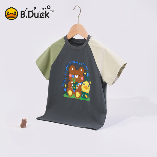 [凉感]bduck小黄鸭童装儿童短袖T恤夏季男童圆领印花休闲上衣110-160 BF2701048 商品图0