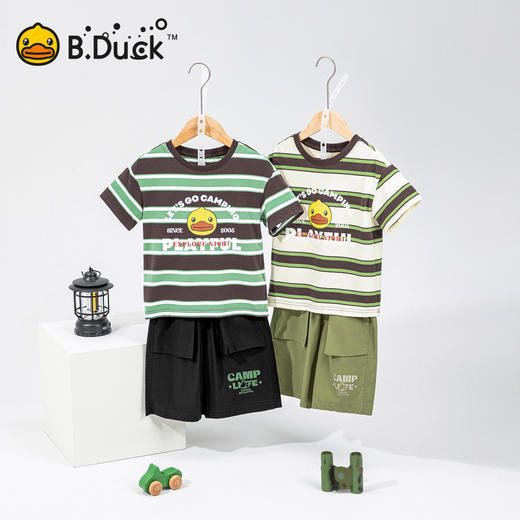 【套装】bduck小黄鸭童装男童短袖套装儿童运动短裤夏装薄两件套BF2681903 商品图1