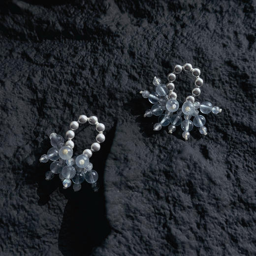 「深海之息」海蓝宝灰月光耳饰 | 总长约2.5cm 灰月光石耳环 游弋的精灵 to me 天然石饰品 商品图6