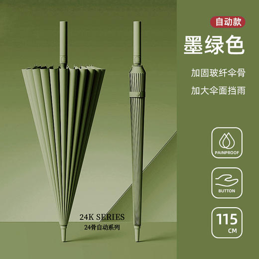 赠送伞套【加大不湿身❗皮柄直杆伞】16骨雨伞自动伞大号超大直杆长柄雨伞晴雨两用。rh 商品图0