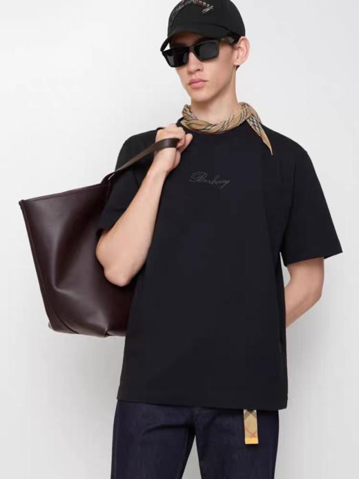 BUR26早春刺绣图藤绘画刺绣男女英伦风宽松版纯棉短袖T恤 商品图1