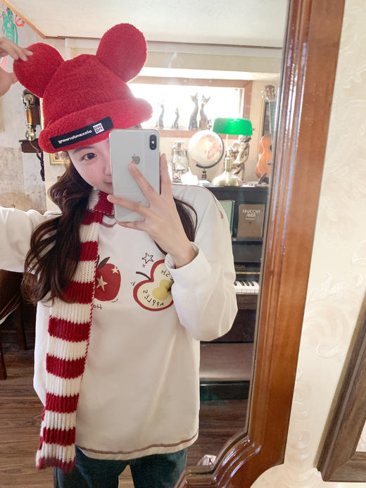 【110元任选2件】现货！韩系苹果印花加绒打底衫 商品图7