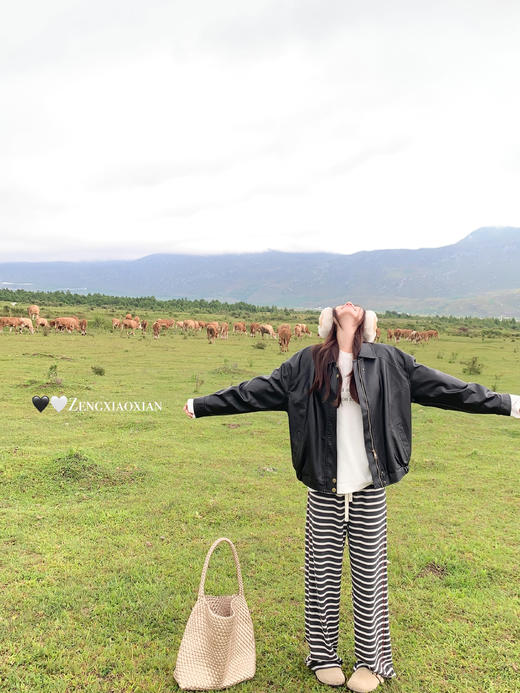 【110元任选2件】现货！慵懒风英文印花圆领长袖T恤 商品图5