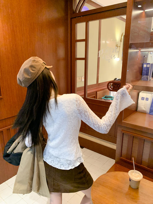 【110元任选2件】现货！ 韩系v领蕾丝t恤 商品图7