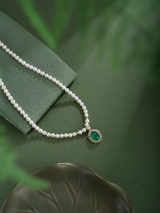 子佩集【‌璀璨韶光】珍珠惜王妃项链【XXXL023】绿玉髓椭圆双色2602 商品图3