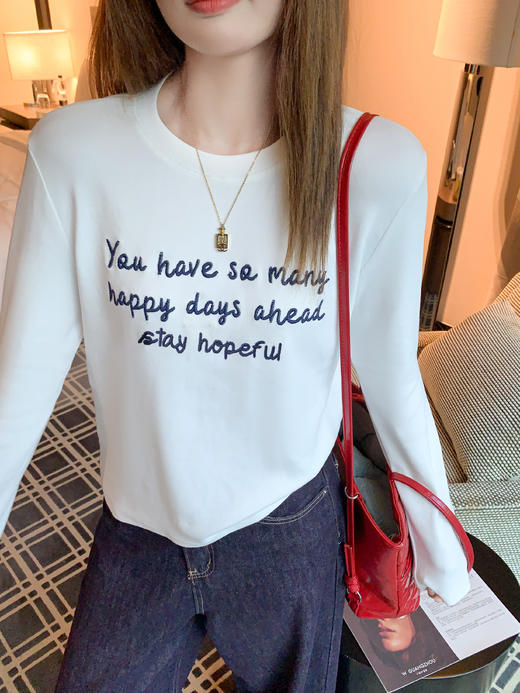 【110元任选2件】现货！ 韩系字母刺绣长袖 商品图9