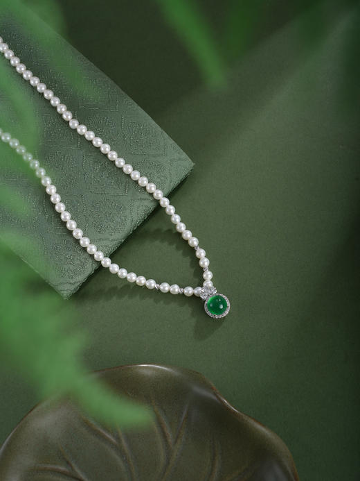 子佩集【琼花绮语‌】珍珠惜王妃项链【XXXL024】绿玉髓圆形2602 商品图4