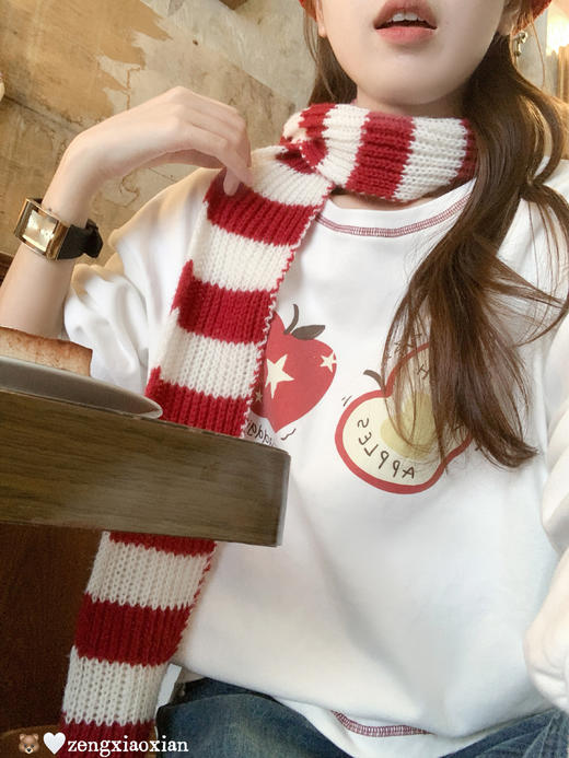 【110元任选2件】现货！韩系苹果印花加绒打底衫 商品图14