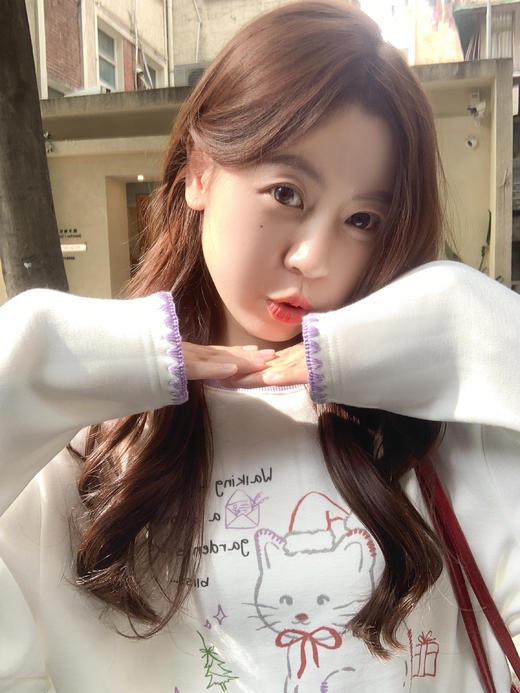 【129元任选2件】现货！ 韩系小猫印花打底衫t恤 商品图6