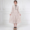 Famecoco范可儿温柔风气质复古荷叶边立领碎花雪纺连衣裙法式收腰长裙FAB1FA019 商品缩略图3