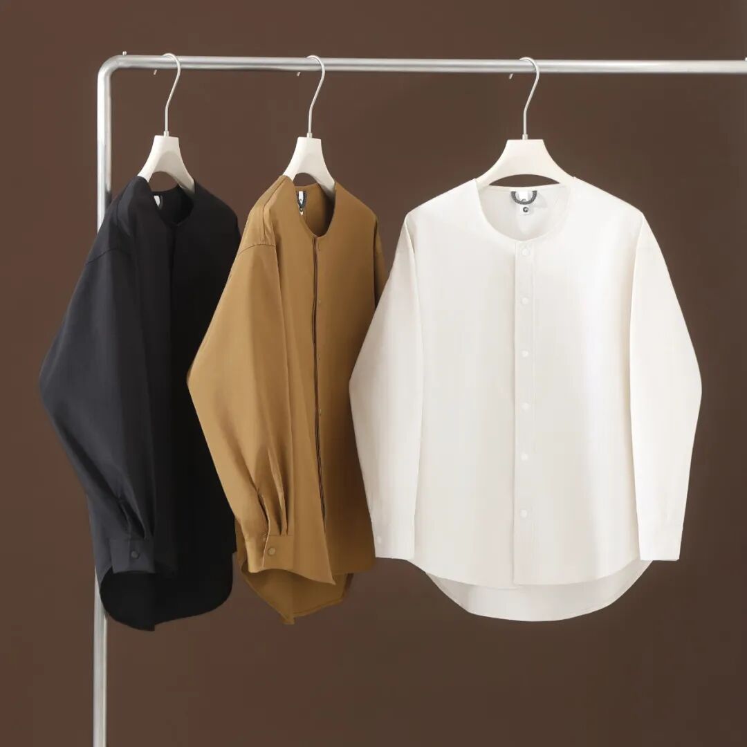 日系无领工装休闲衬衫