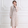 Famecoco范可儿温柔风气质复古荷叶边立领碎花雪纺连衣裙法式收腰长裙FAB1FA019 商品缩略图1