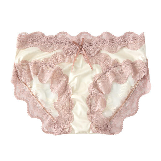 【独立包装❗️花漾雕花蕾丝内裤】精致波浪蕾丝花边 + 缎面质感面料，自带柔焦滤镜，温柔又性感，轻松拿捏纯欲风，让你从内到外都散发迷人魅力，纯欲风性感三角裤，中低腰高级感缎面撞色交叉花边打底裤L 商品图4