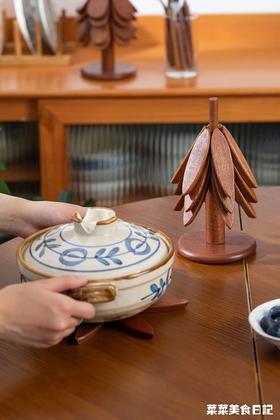 Trees&wind树型隔热餐垫4片|是隔热垫也是装饰品！高颜值耐高温，乌檀木整木质感好