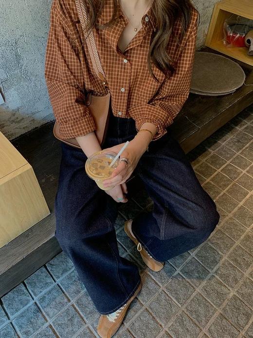 老米优品🎈3-5天！韩代同款。春日本命衬衫！《焦糖南瓜色🎃100%新疆棉  细格纹衬衫》单穿慵懒，叠搭时髦~经典小格纹肌理，低调高级，比大格纹更显瘦！CY260311A 商品图1