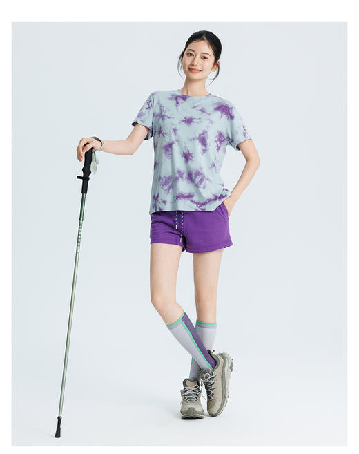 唤醒身心~部分尺码预售！个性扎染天丝莫代尔绵羊毛运动长袖/短袖/短裤 渐变色瑜伽T恤运动健身跑步爬山 商品图4