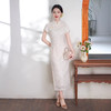 气质中长款蕾丝，双层白色订婚日常改良旗袍XL9153 商品缩略图4