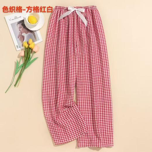 棉绸阔腿格子裤舒适透气12526903 商品图5