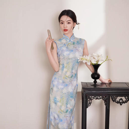 无袖中式荷花中长款，年轻款旗袍XL1770 商品图2